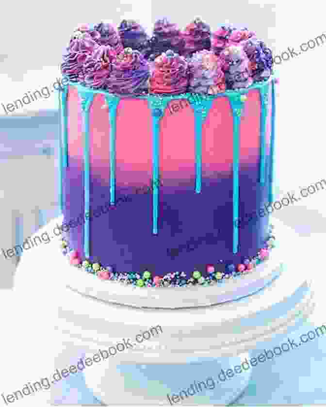 A Pink And Purple Ombre Cake Decorated With Candy And Topped With A Princess Bubblegum Fondant Figure Recipes Inspired By Adventure Time: Cooking Ideas For Adventure Time Fans: Adventure Time Cookbook