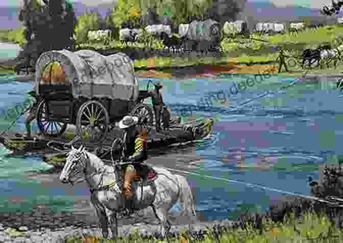 A Pioneer Family Crossing A River In A Wagon A Reason To Be Thankful: Pioneer Time: 1855