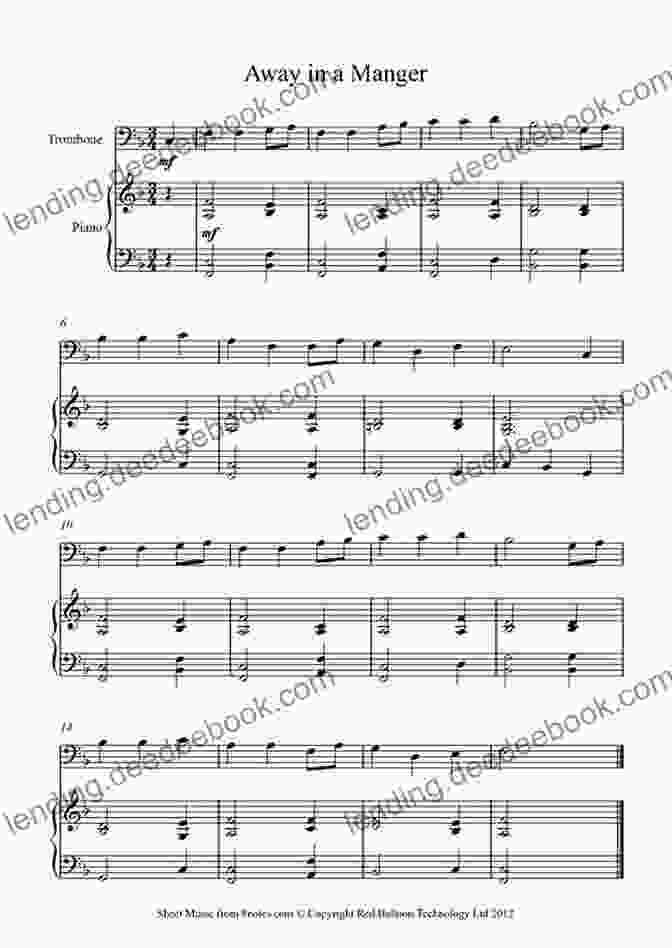 Away In A Manger Sheet Music For Trombone 20 Easy Christmas Carols For Beginners Trombone 2: Big Note Sheet Music With Lettered Noteheads