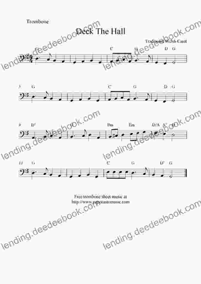 Deck The Halls Sheet Music For Trombone 20 Easy Christmas Carols For Beginners Trombone 2: Big Note Sheet Music With Lettered Noteheads