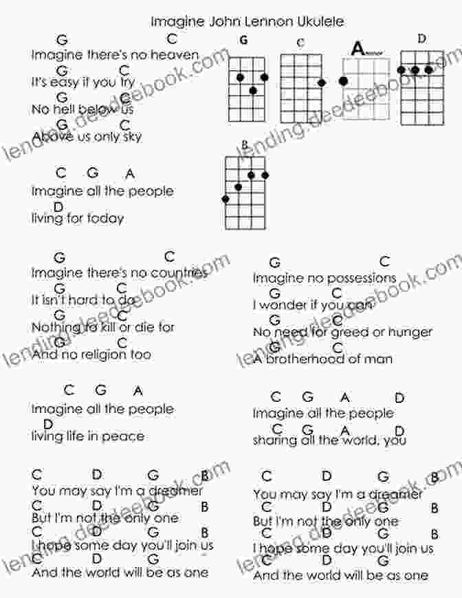 Imagine Ukulele Chords And Lyrics 2 And 3 Chord Ukulele Songs: 30 Popular Beginner Songs