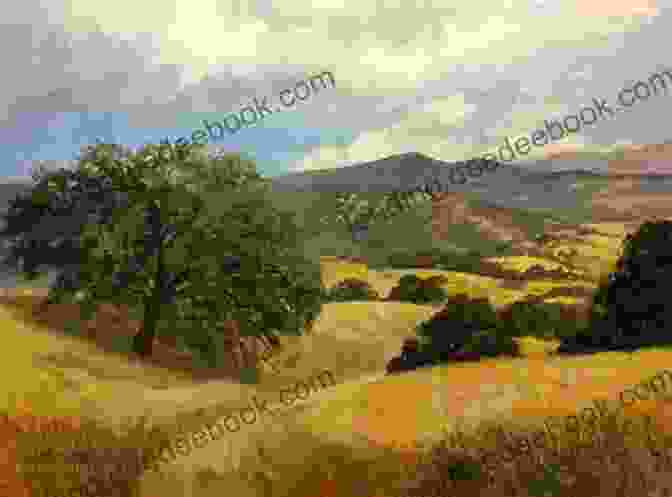 Painting Of A Serene Landscape With Rolling Hills And A Golden Sunset Gallery Therese: Paintings And Poetry (Poetry From Therese)