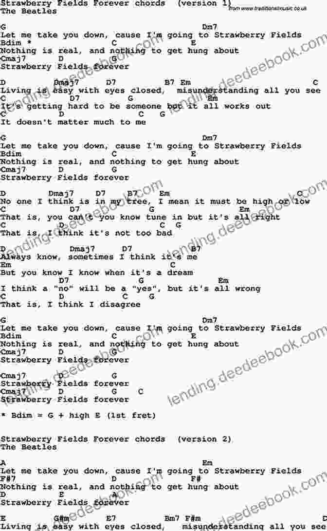 Strawberry Fields Forever Ukulele Chords And Lyrics 2 And 3 Chord Ukulele Songs: 30 Popular Beginner Songs